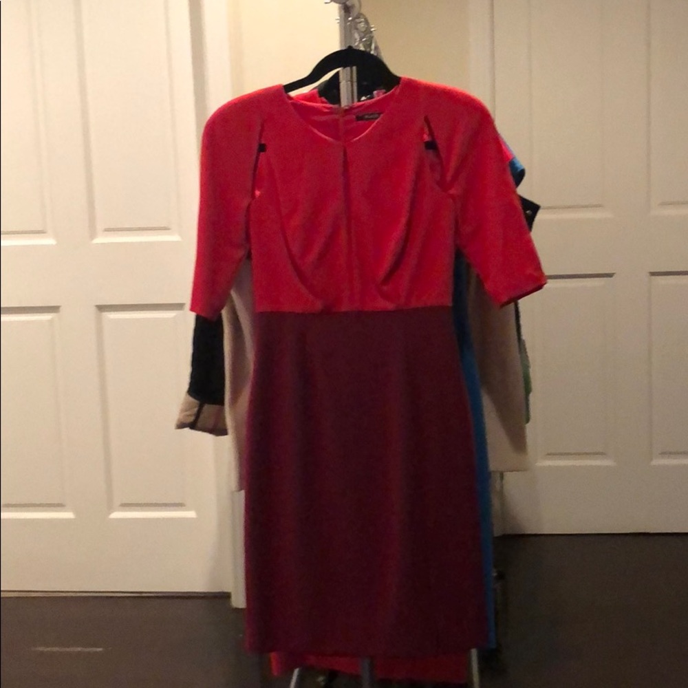 Black Halo Red & Burgundy Cut Out Dress